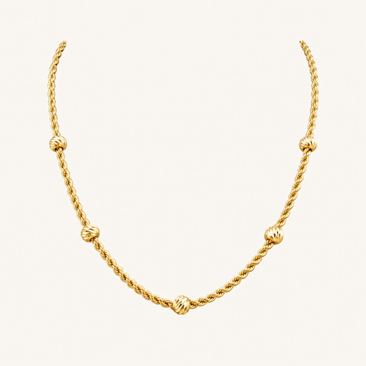 10K Solid Gold Semi-Solid Chain, 16” – 2mm Links, 4.9mm Beads