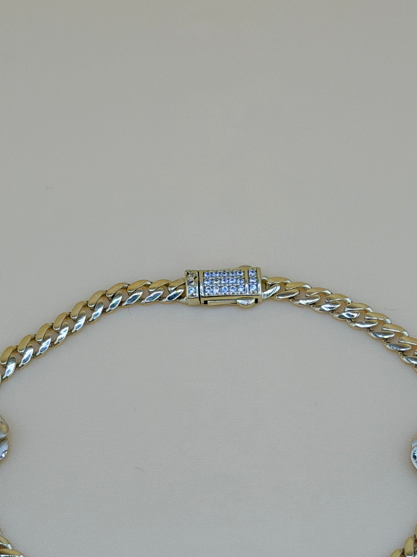10kt Semisolid Gold Bracelet, size 7”, 3.6mm, (Solid Roses)