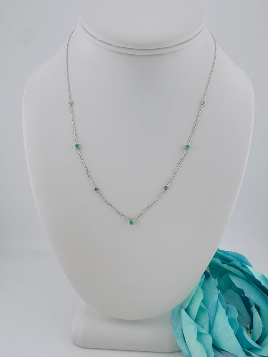 Diamond and Emerald Chain 14kt, size18”. dc1