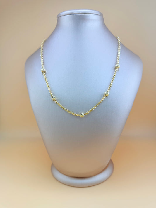 10K Solid Gold Semi-Solid Chain, 16” – 2.6mm Links, 5.7mm Beads.