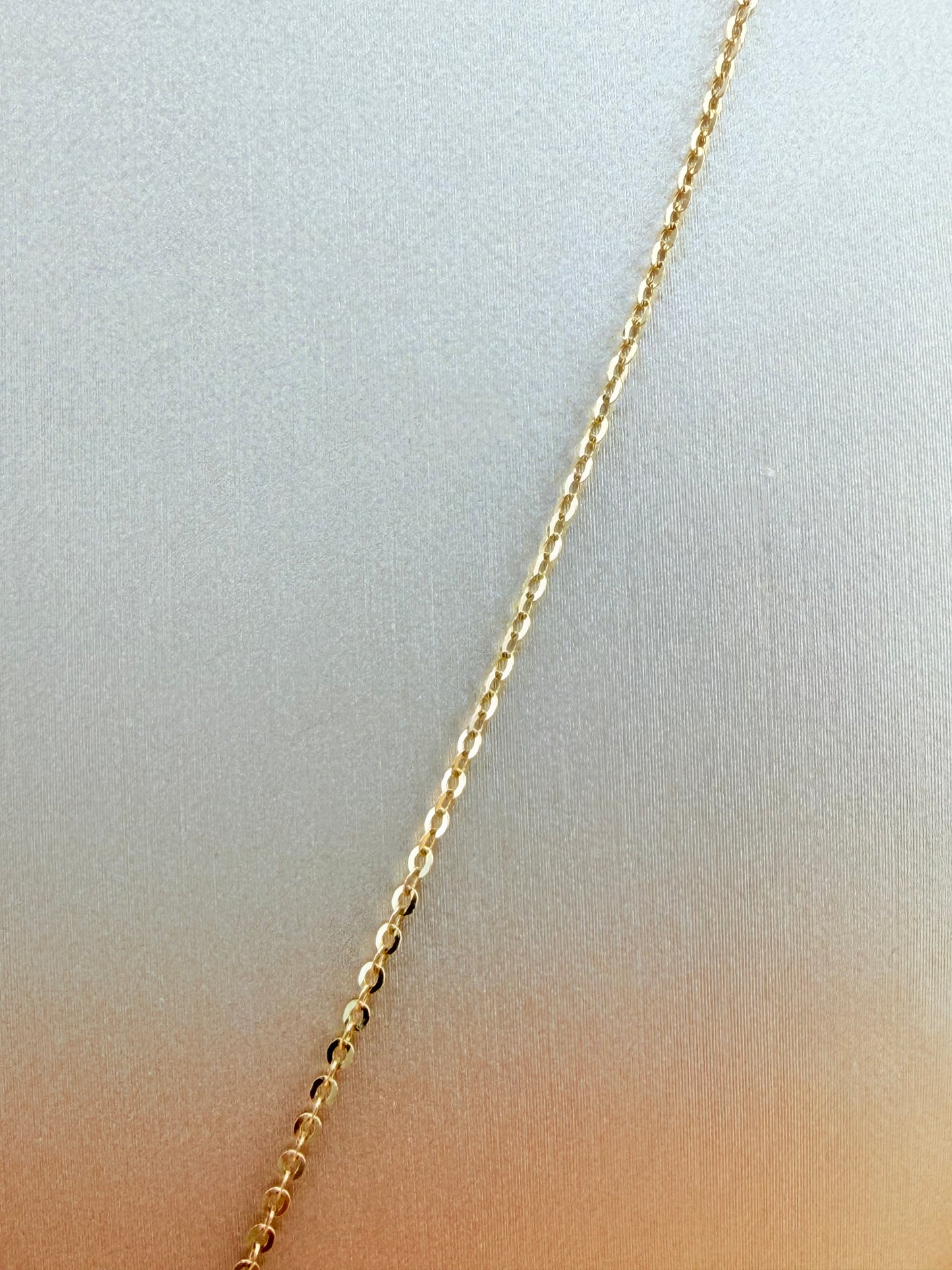 14kt Gold Chain with “V” Initial Pendant, Adjustable 16”–18” Length, 1mm Thick. n
