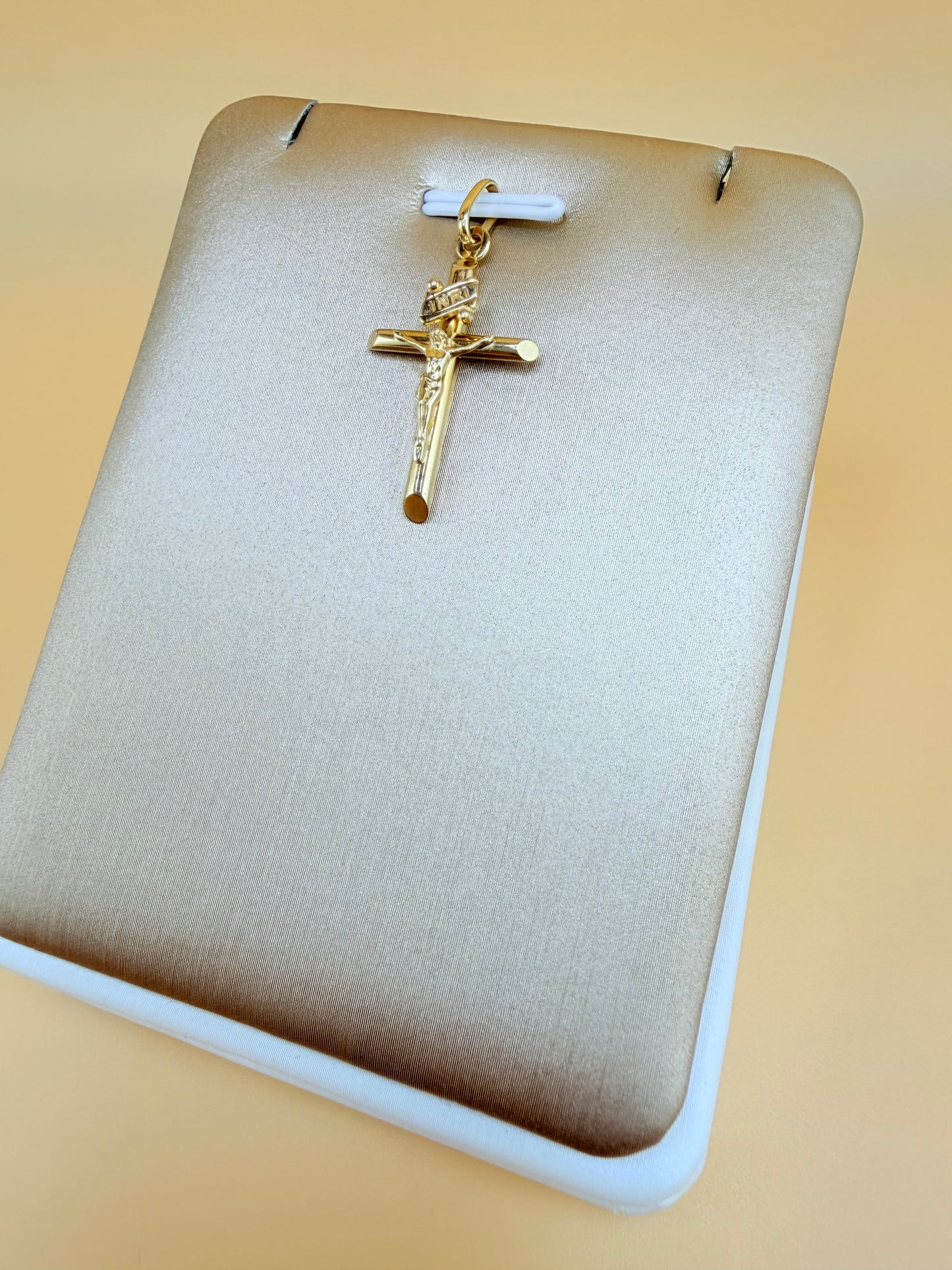 10K Semi-Solid Gold Crucifix Pendant, Fits Chains Up to 3mm Thick. ch