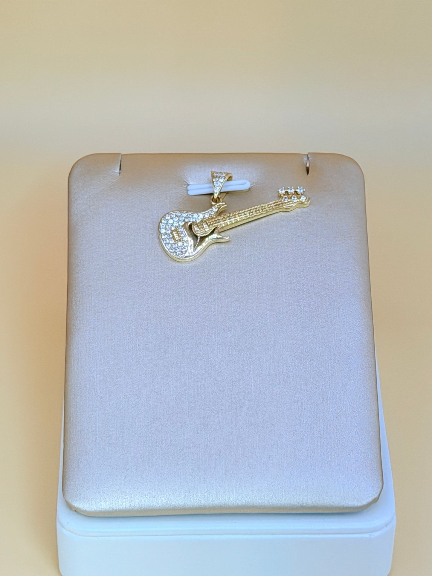 14K Gold Guitar Pendant, Fits Chains Up to 3mm Thick. ch