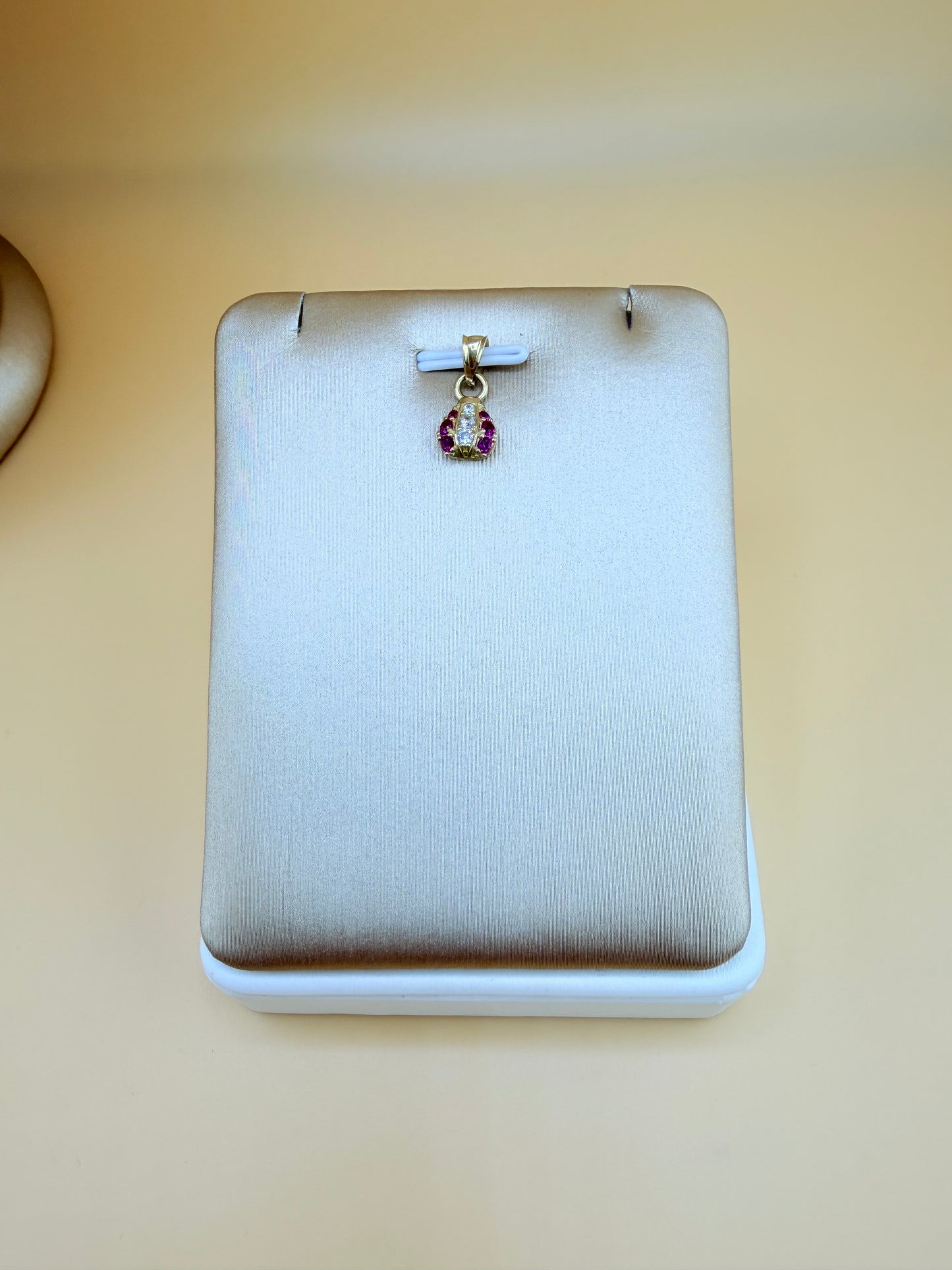10K Small Gold Ladybug Pendant, Fits Chains Up to 3mm Thick. ch