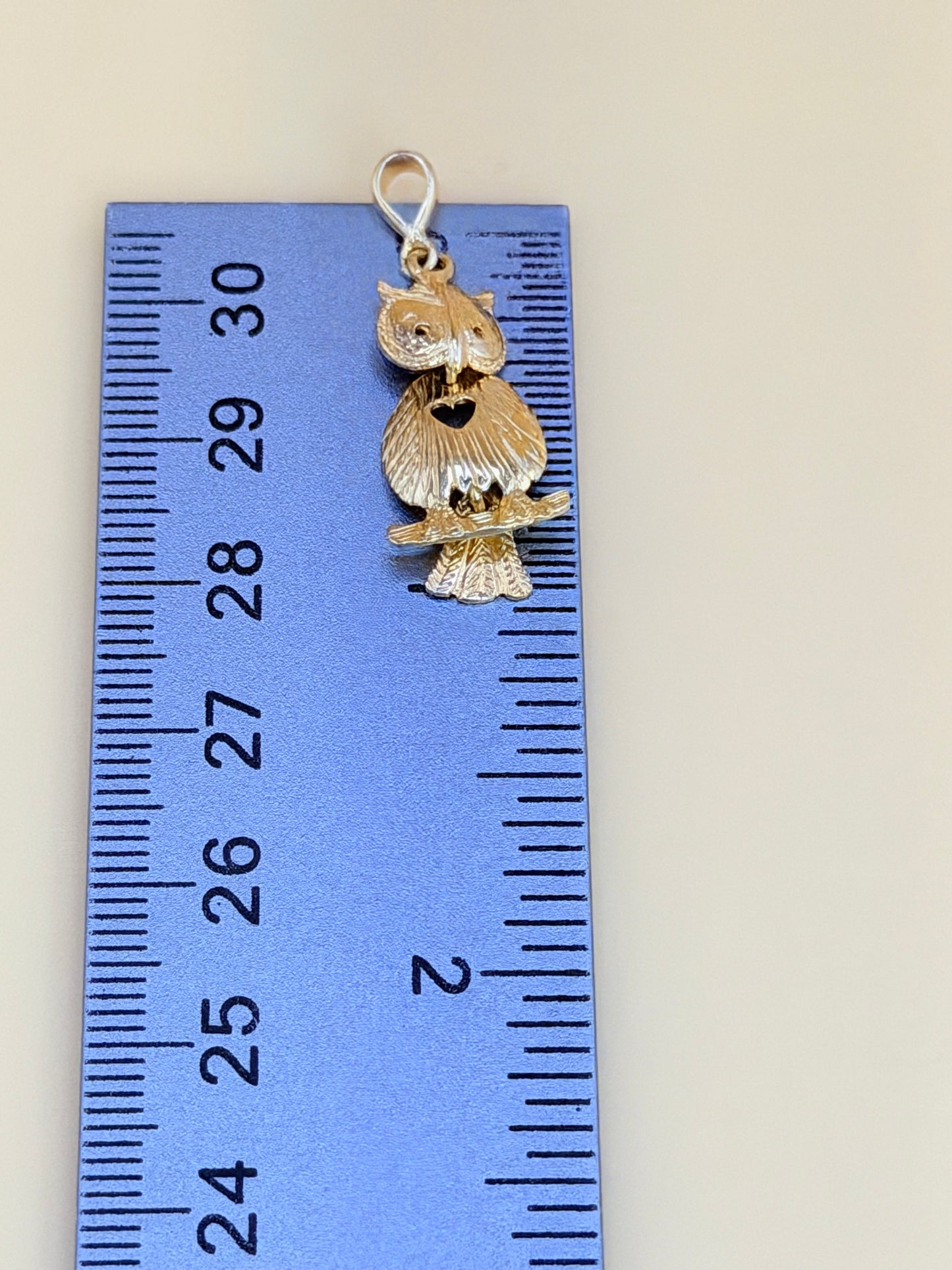 14K Gold Owl Pendant, Fits Chains Up to 2mm Thick. ch