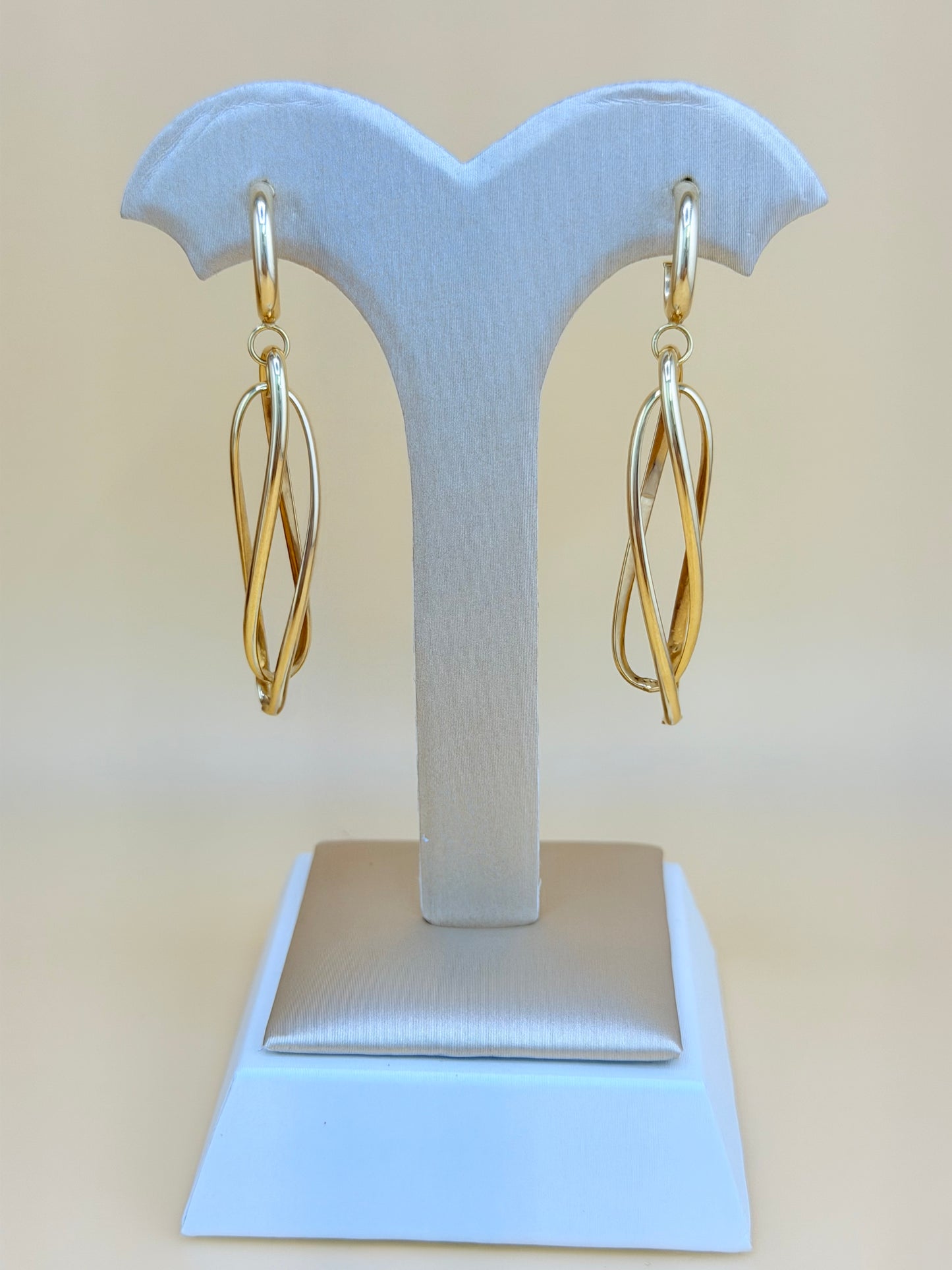 14kt Semi-Solid Gold Long Spiral Earrings.