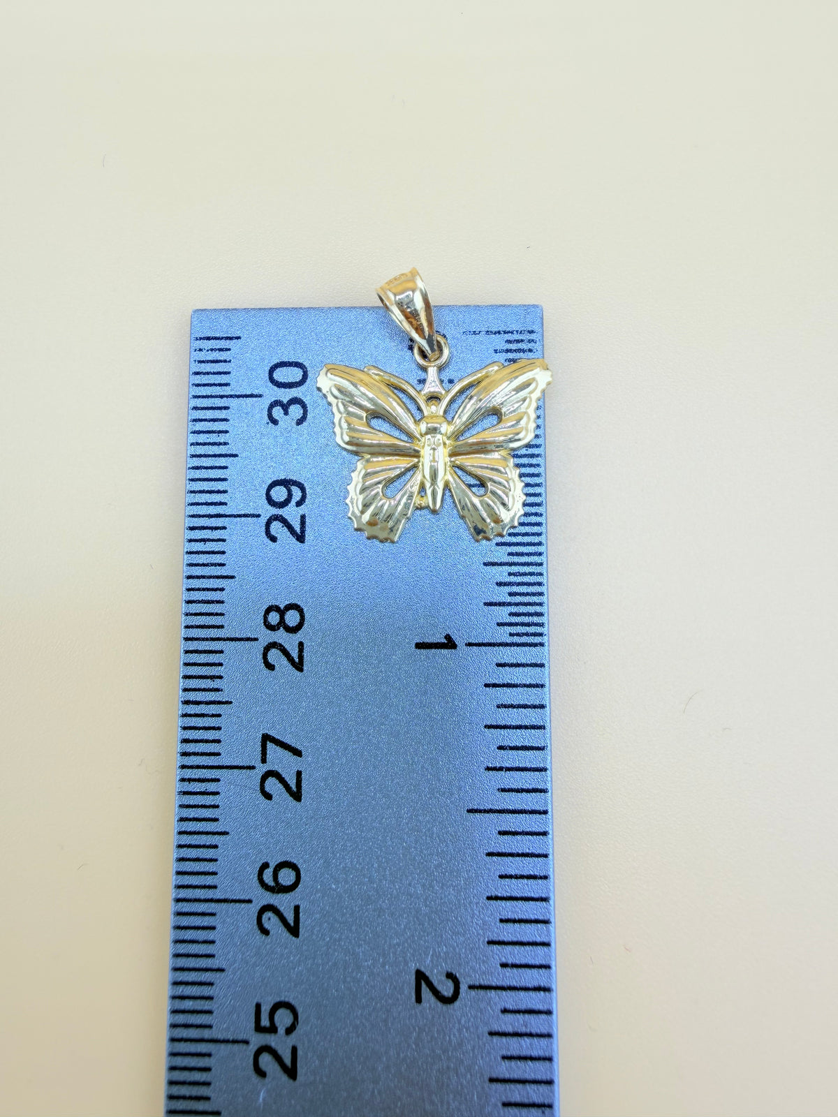 10K Solid Gold Butterfly Pendant, Fits Chains Up to 3mm Thick. ch