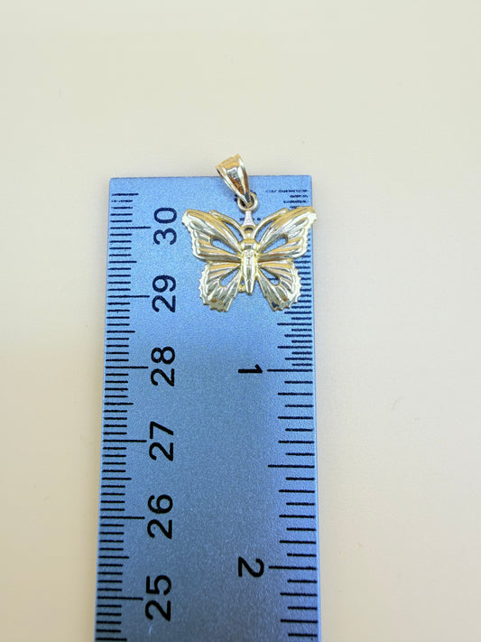 10K Solid Gold Butterfly Pendant, Fits Chains Up to 3mm Thick. ch