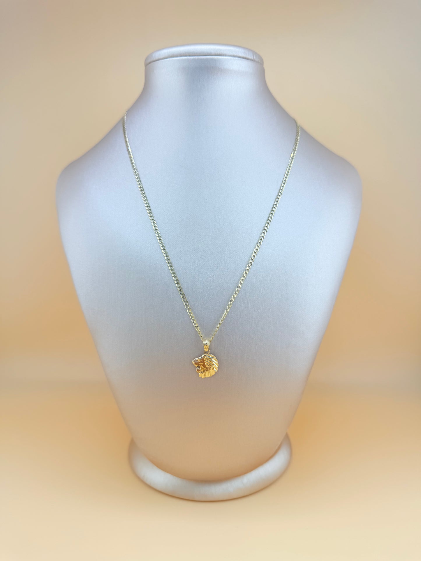 Solid Gold Lion Pendant with Chain, Ideal for Kids, 16” Chain, 2.2mm Thick. n