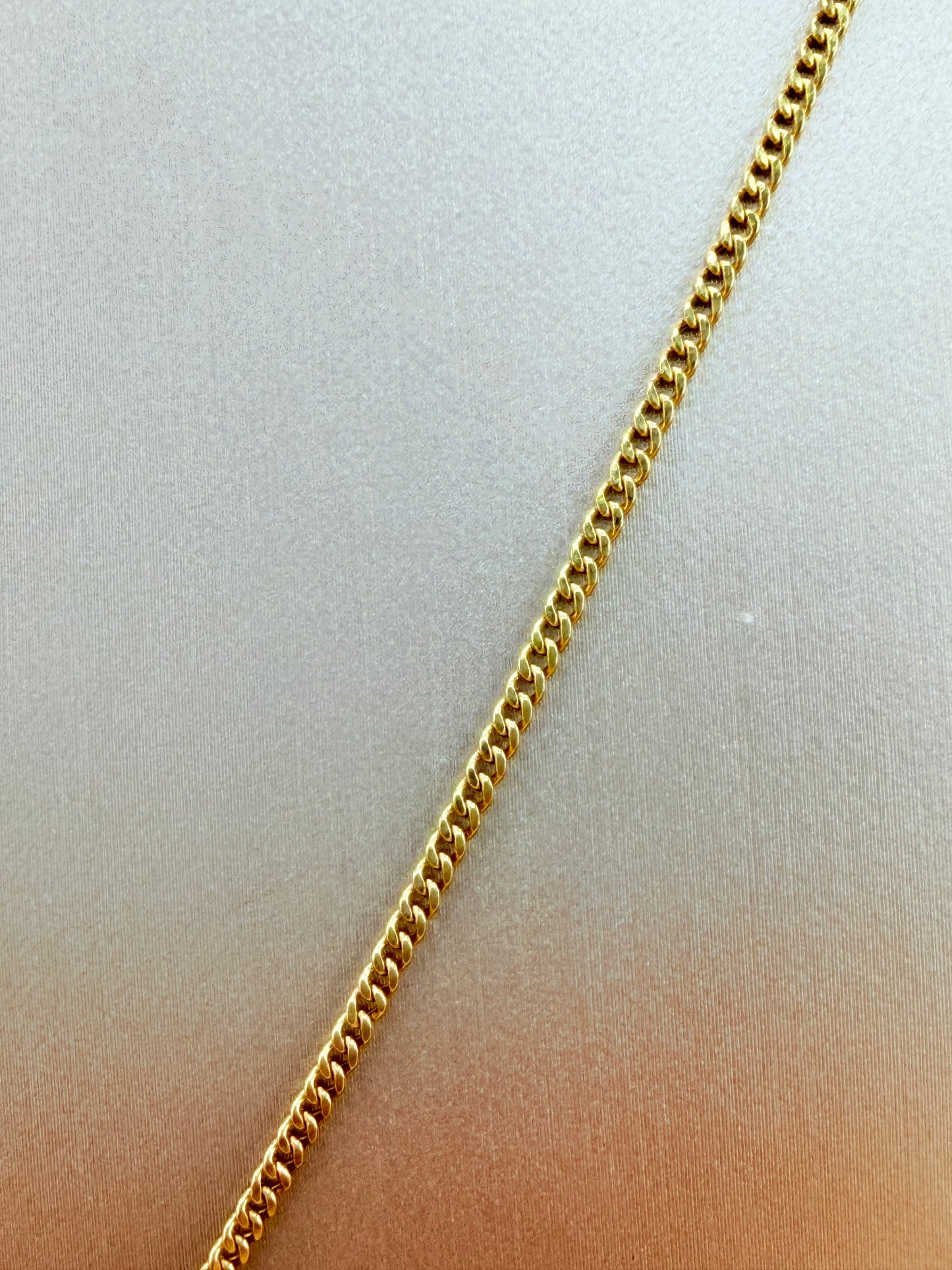 10K Gold Chain with Small Cross Pendant, 24” Semi-Solid Chain, 1.8mm Thick. n