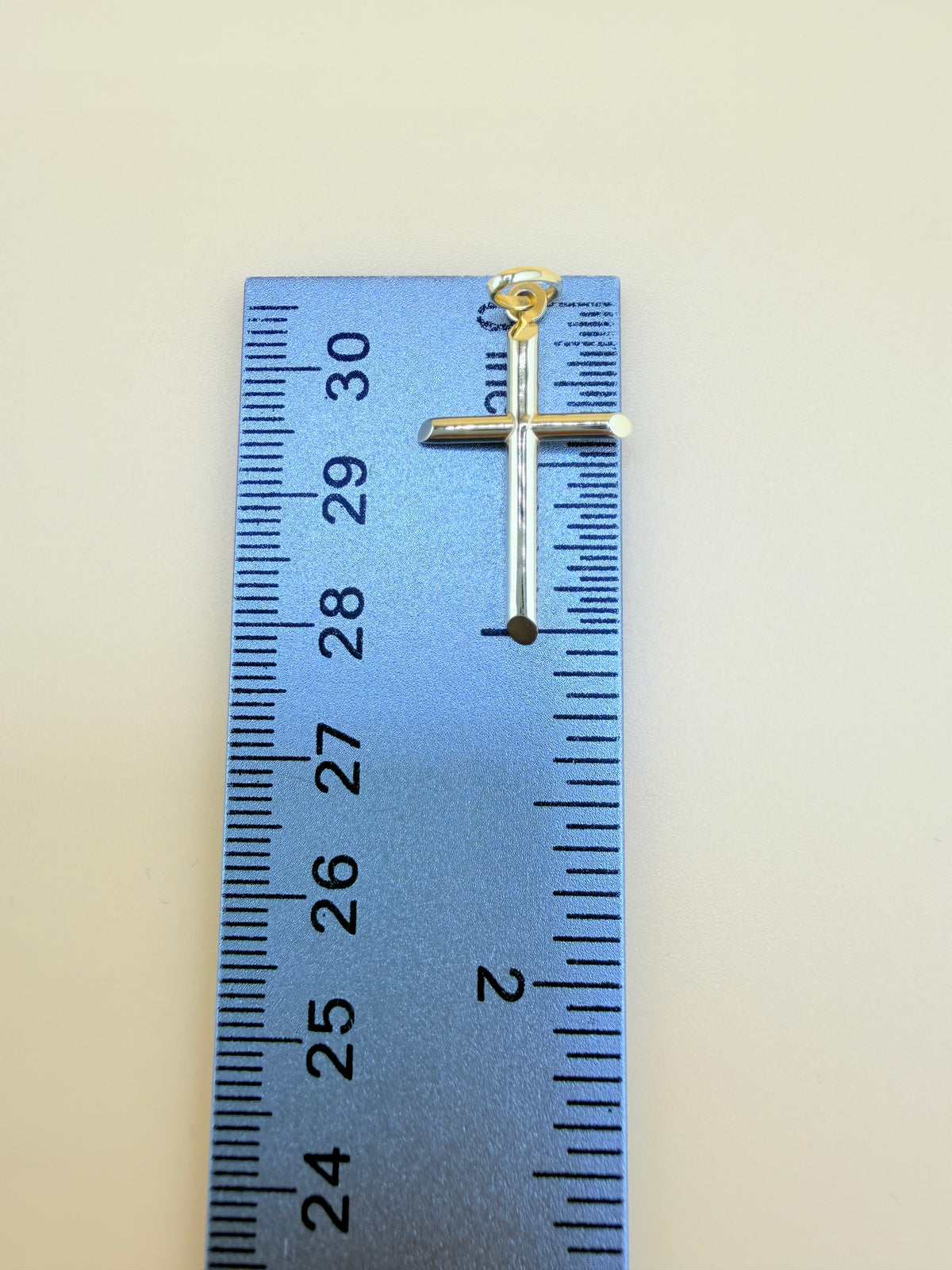 10K Small Semi-Solid Gold Cross Pendant, Fits Chains Up to 3mm Thick. ch