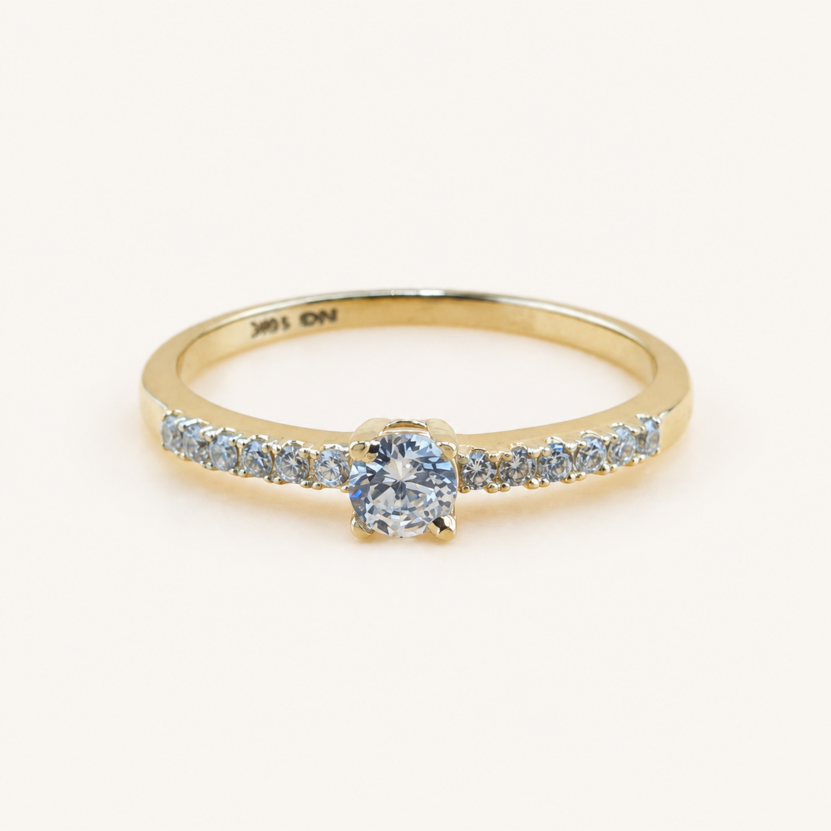 10K Gold Round Solitaire CZ Promise Ring – Size 7