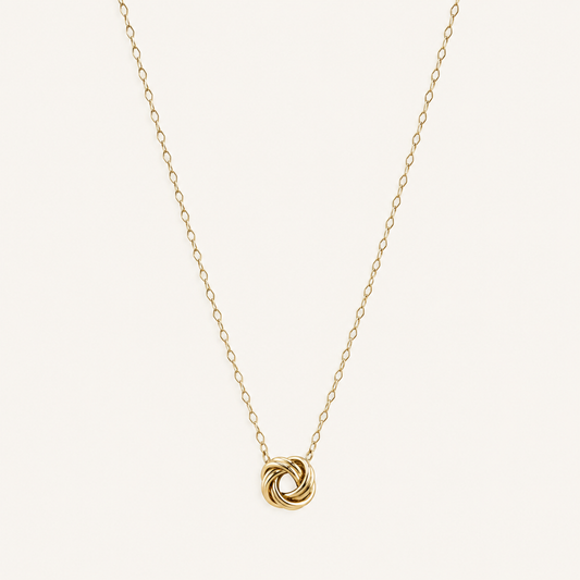 10K Gold Love Knot Necklace – 18″