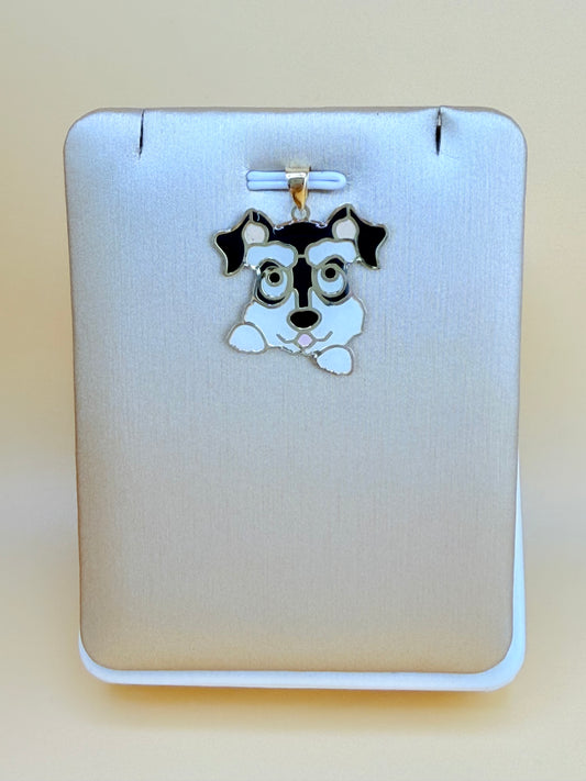14K Gold Dog Pendant, Fits Chains Up to 3mm Thick, Double-Sided Design with the Same Figure on Both Sides. ch