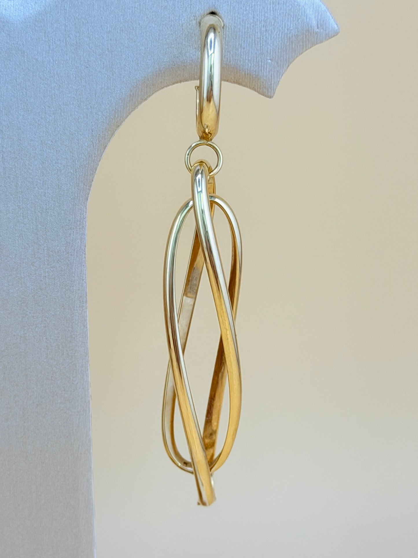 14kt Semi-Solid Gold Long Spiral Earrings.