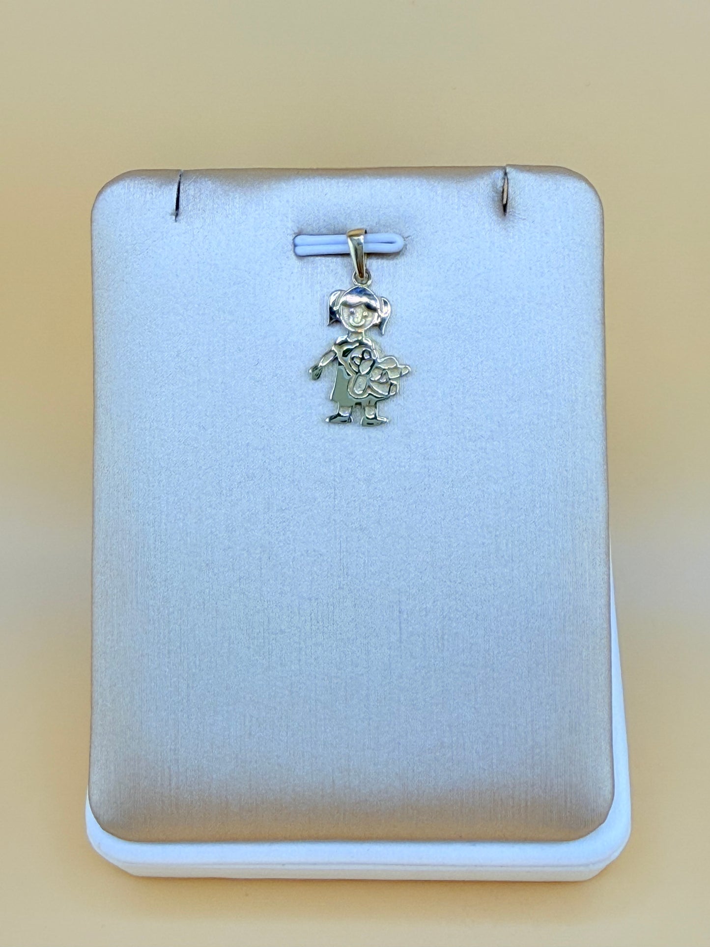 14K Gold Girl Pendant, Fits Chains Up to 3mm Thick. ch