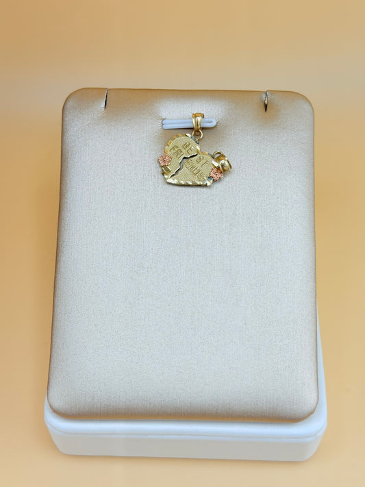 10kt Solid Gold Split Heart Pendant for Best Friends, Fits Chains Up to 3mm Thick. ch