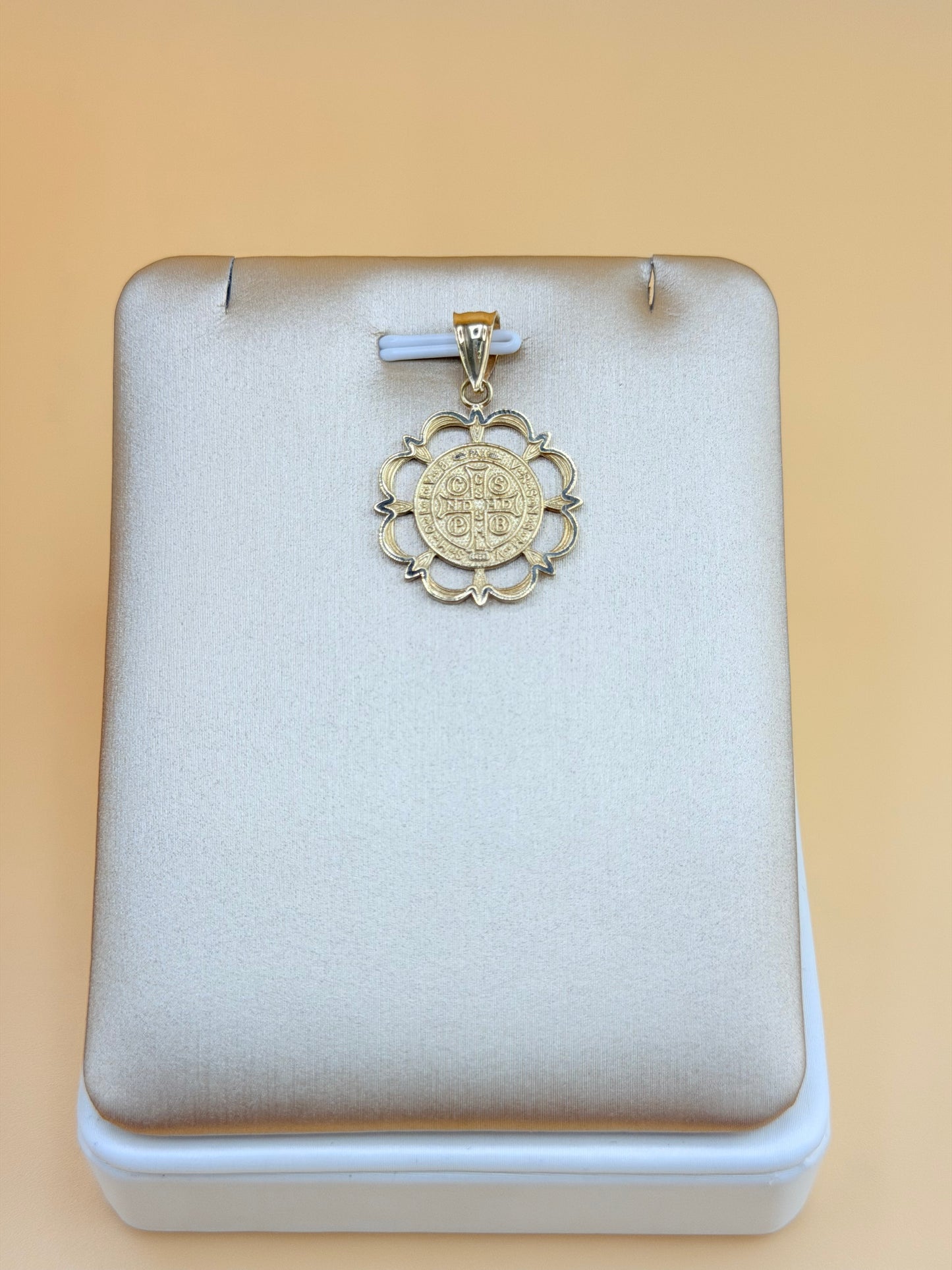 14K Gold St. Benedict Medal, Fits Chains Up to 4mm Thick. ch