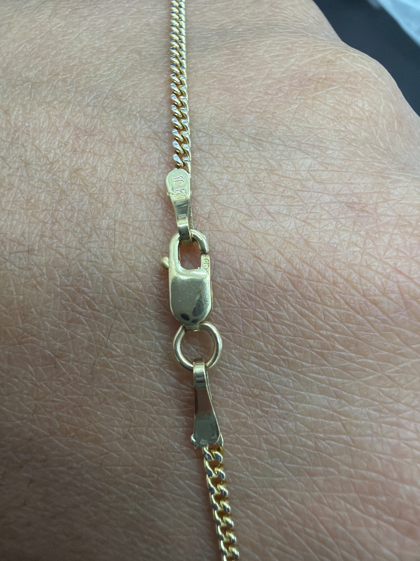 10K Two-Tone Semi-Solid Gold Chain with Pendant, 20” Long, 1.7mm Thick.n
