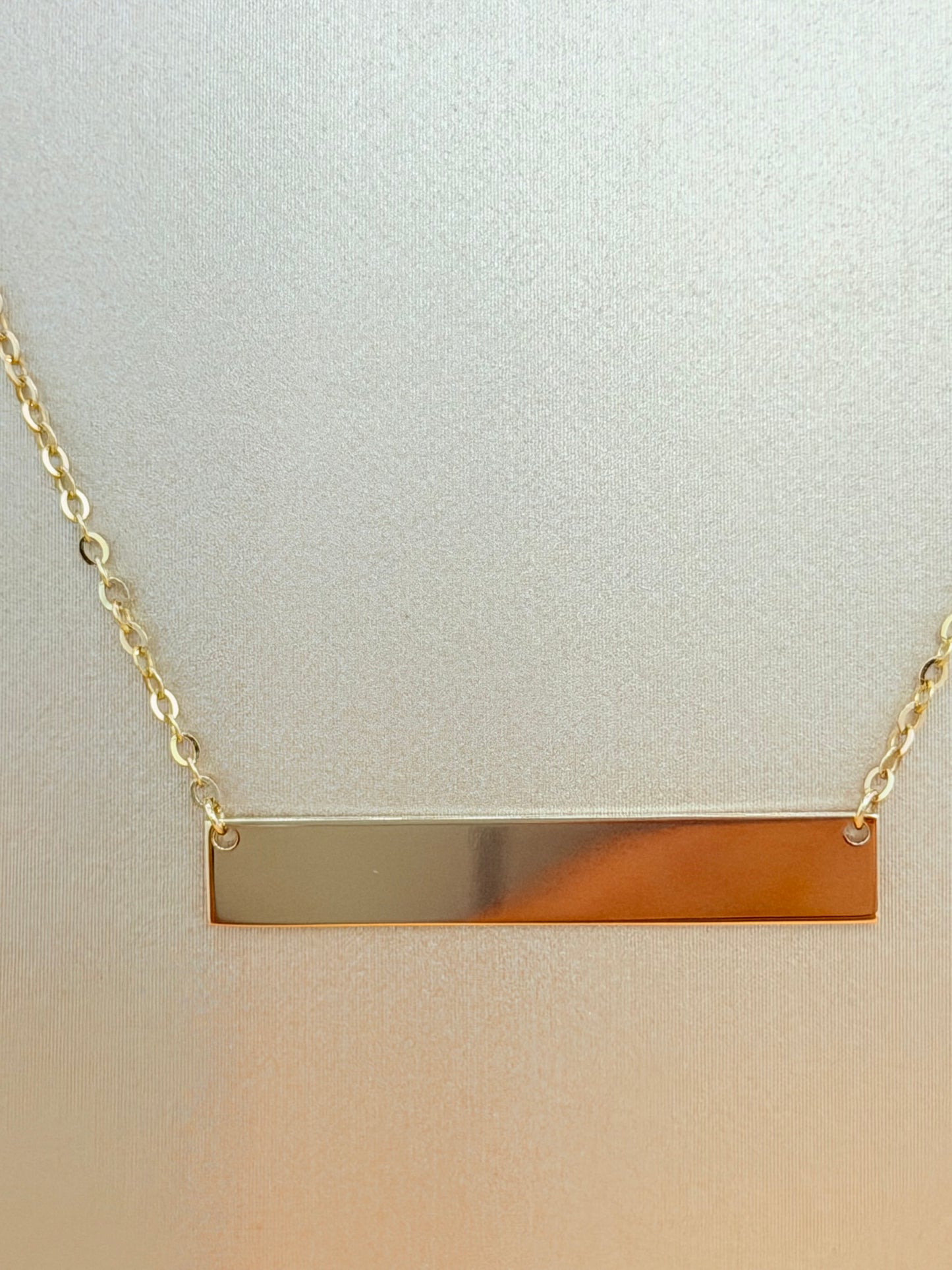 14K Solid Gold Chain with Customizable Nameplate, Adjustable 16”–18” Length. n