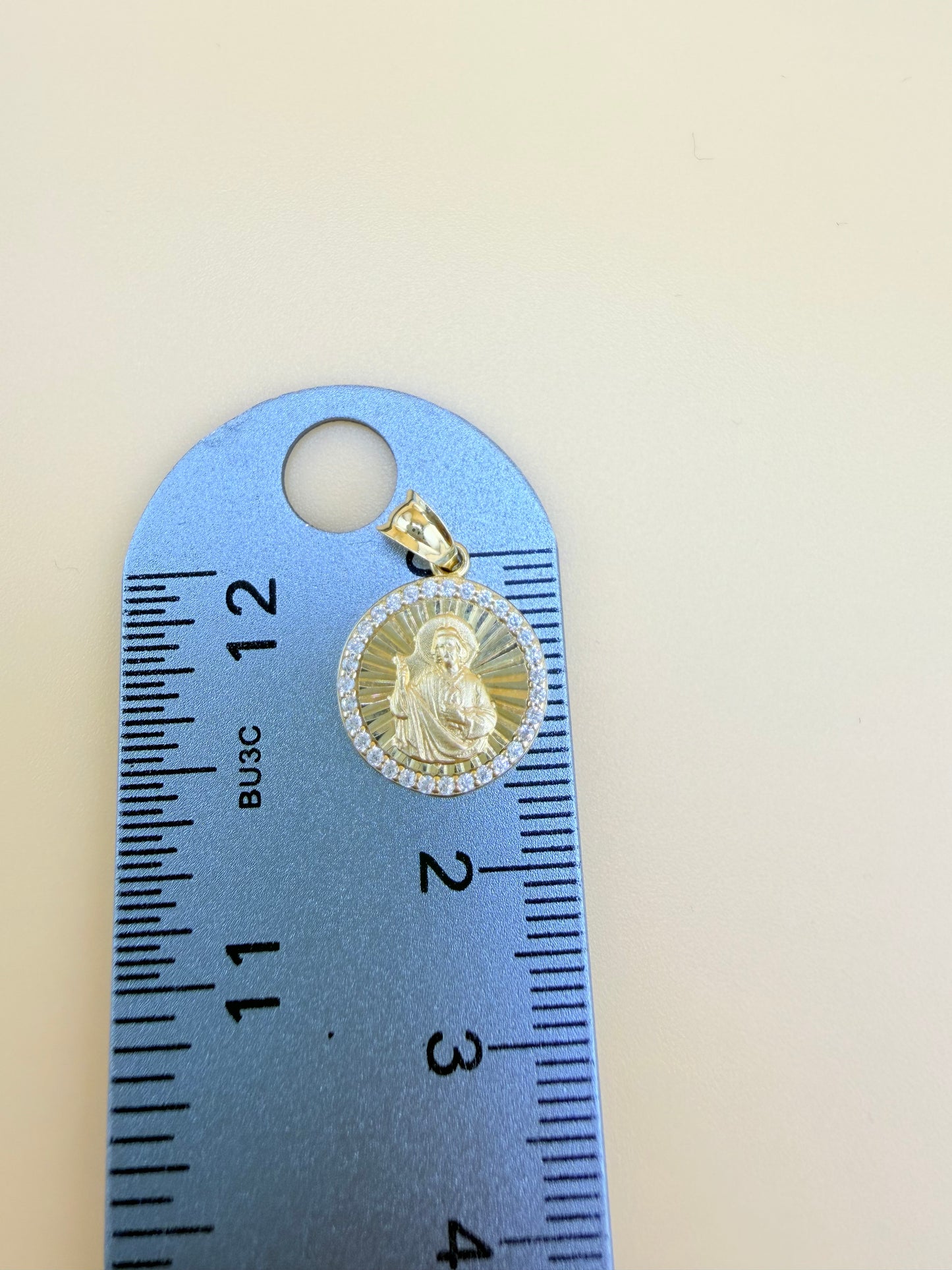 14K Gold Chain with St. Jude Pendant, 16” Semi-Solid Chain, 2mm Thick. n