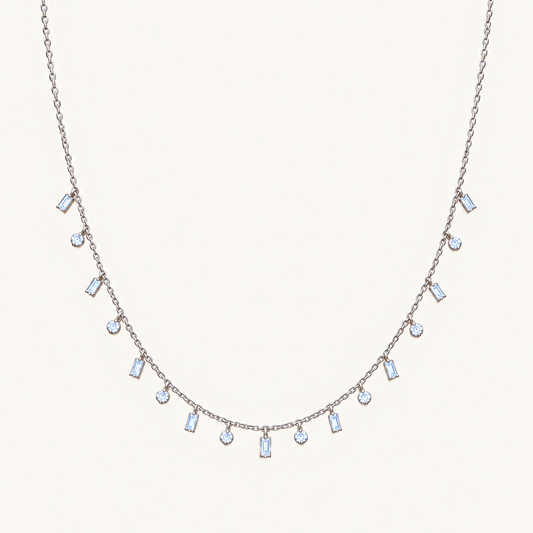 14K White Gold Chain with Natural Diamonds, Adjustable 16”–18” Length, 0.27ct Total Natural Diamond Weight. n