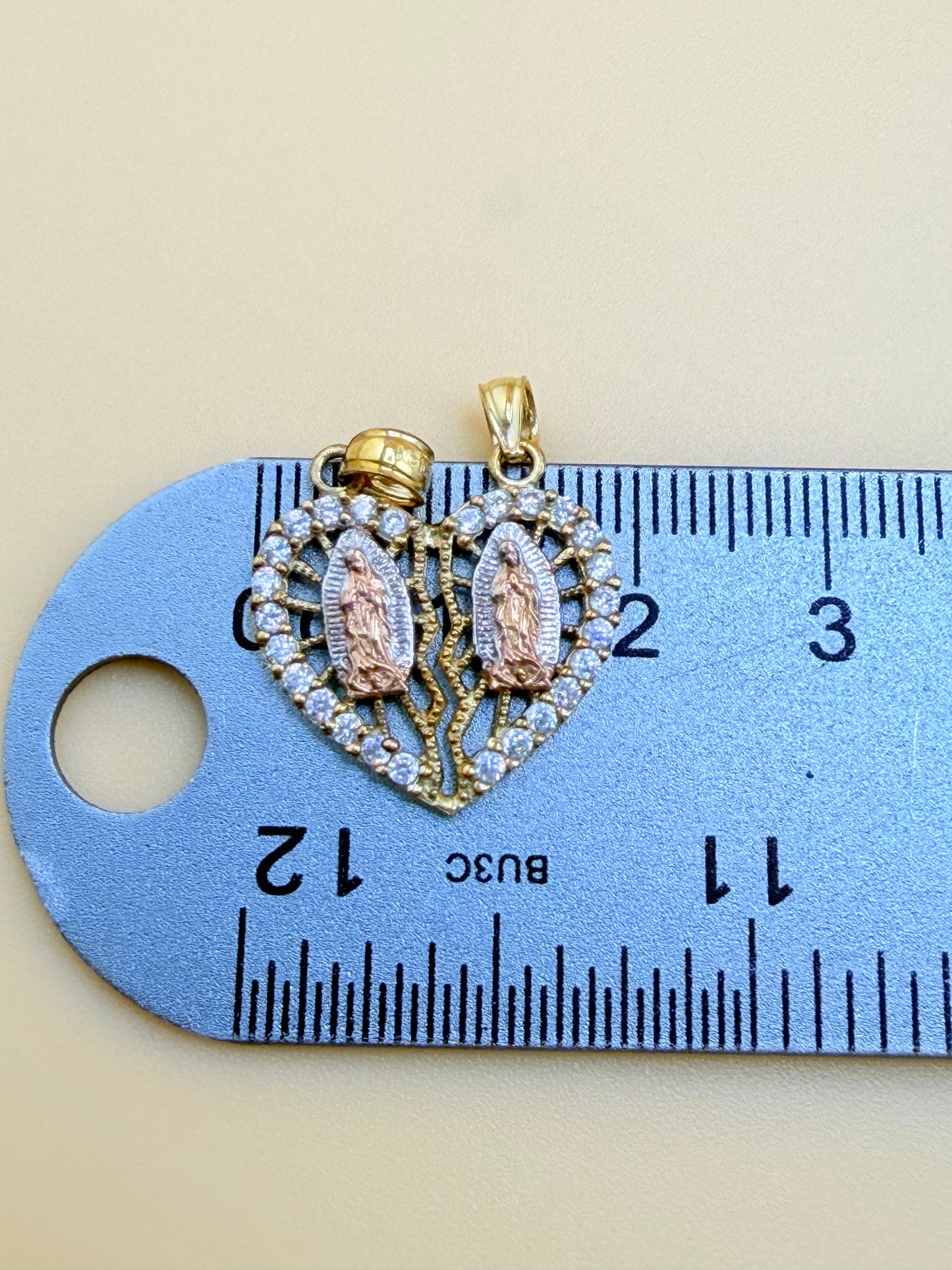 10K Gold Couples’ Split Pendant, Fits Chains Up to 3mm Wide. ch
