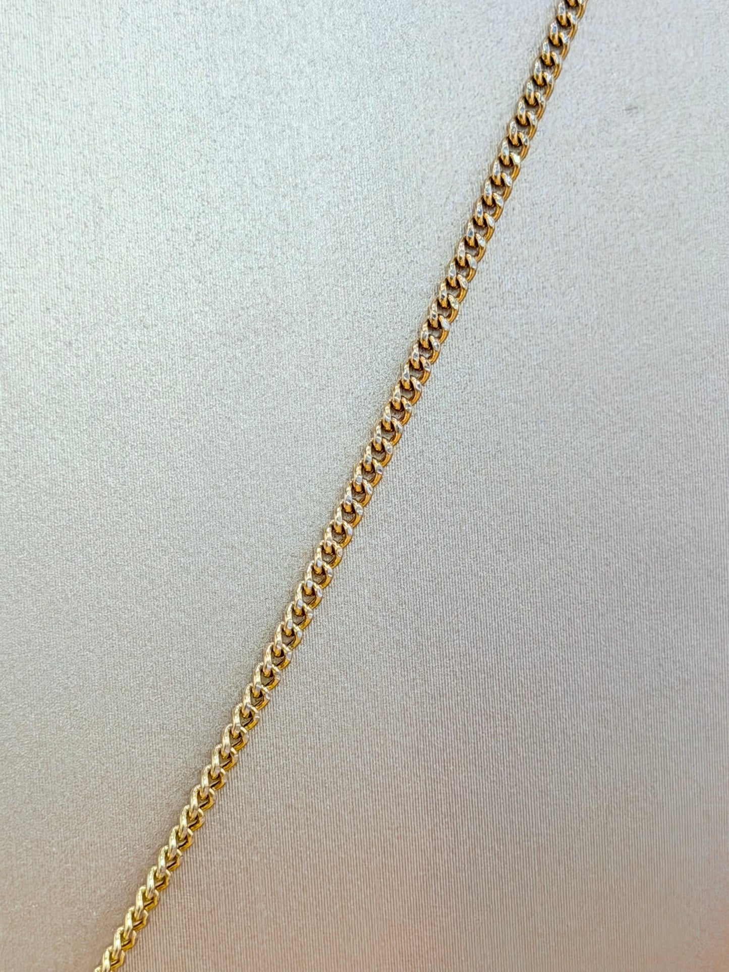 10K Two-Tone Semi-Solid Gold Chain with Pendant, 24” Long, 1.7mm Thick. n