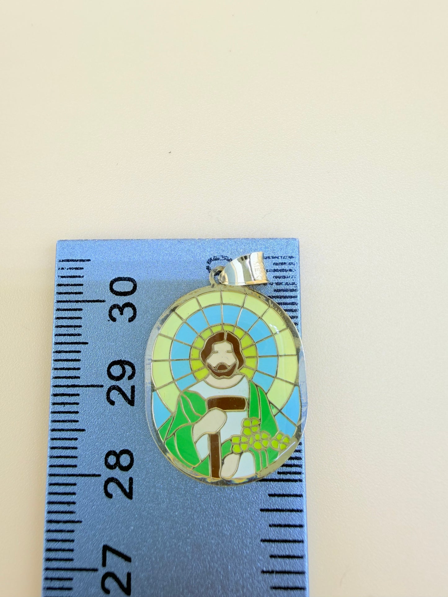 14K Gold St. Jude Pendant, Fits Chains Up to 4mm Thick, (Double-Sided Design with the Same Figure on Both Sides.)