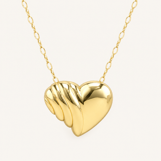 10K Gold Puffy Heart Necklace – 18″