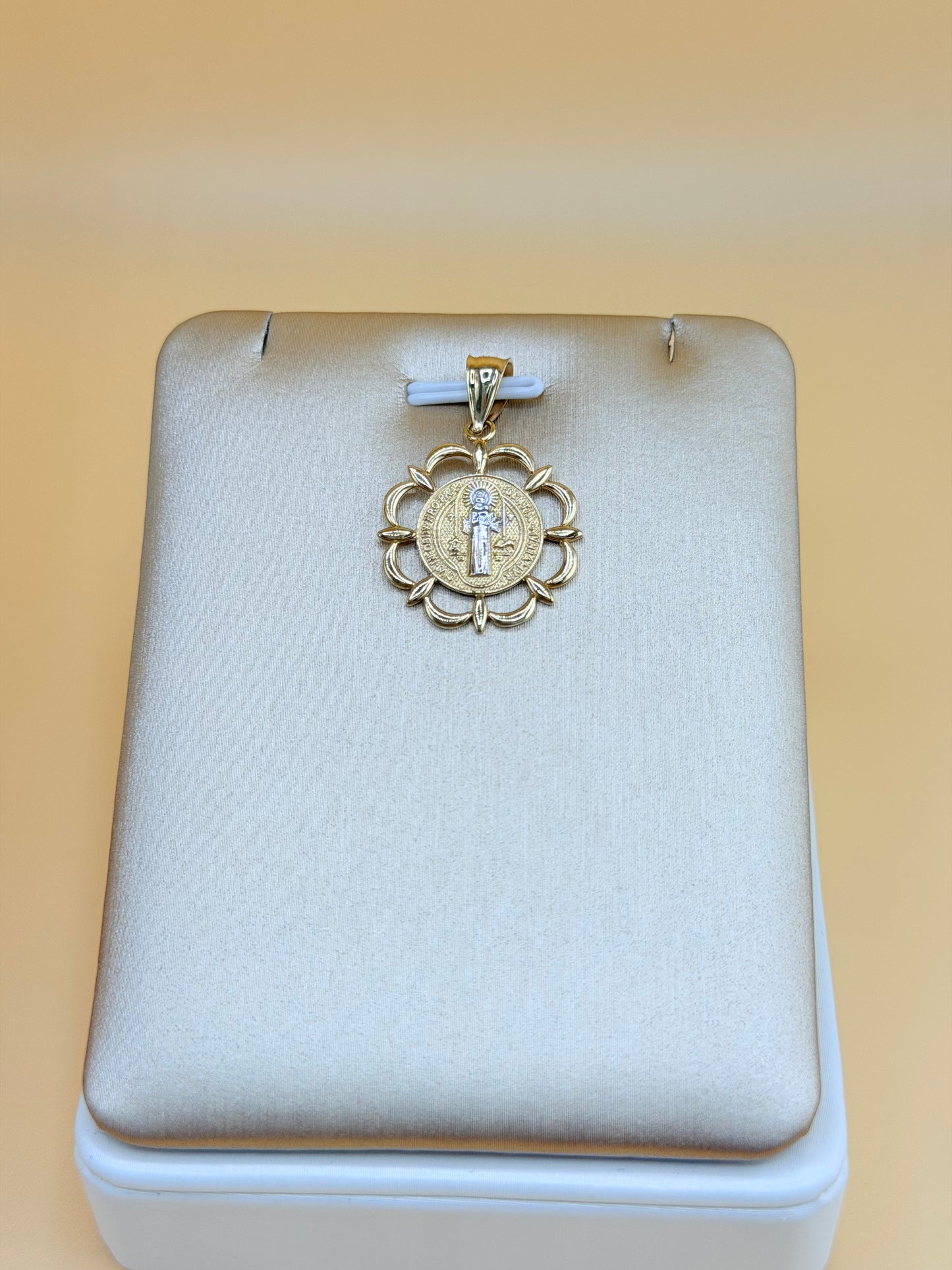 14K Gold St. Benedict Medal, Fits Chains Up to 4mm Thick. ch