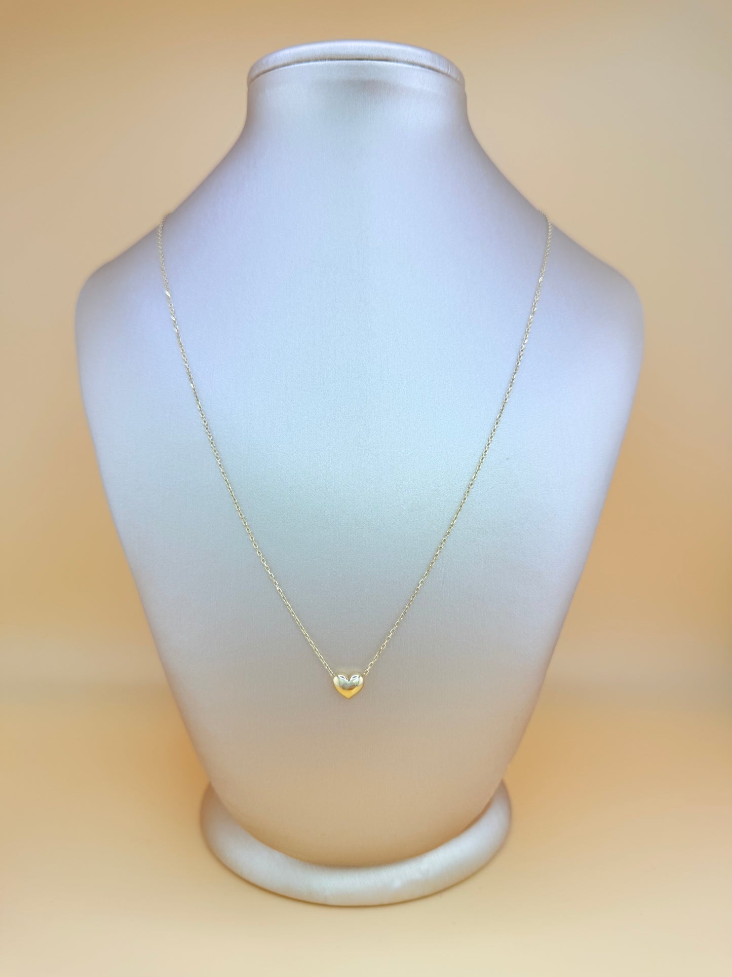 14kt Solid Gold Chain with Heart Pendant, Size 16”–18”. n
