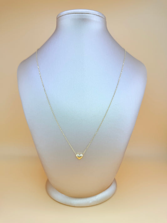 14kt Solid Gold Chain with Heart Pendant, Size 16”–18”. n