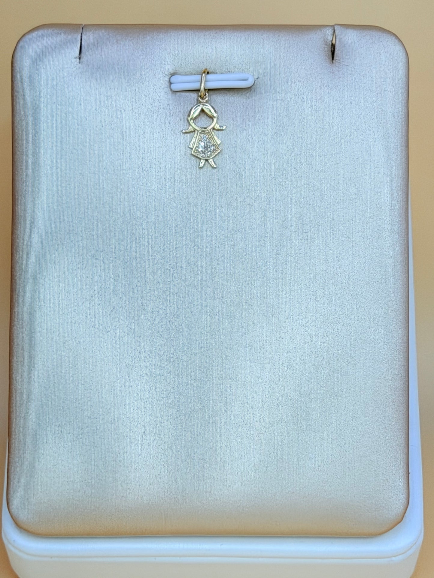 14K Gold Small Girl Pendant with Natural Diamonds, 0.03ct Total Natural Diamond Weight. ch