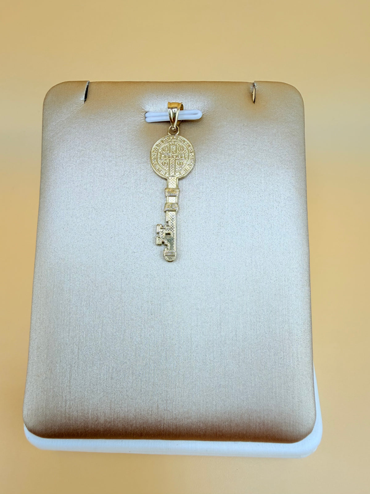 14K Solid Gold St. Benedict Key Pendant, Fits Chains Up to 3mm Thick. ch