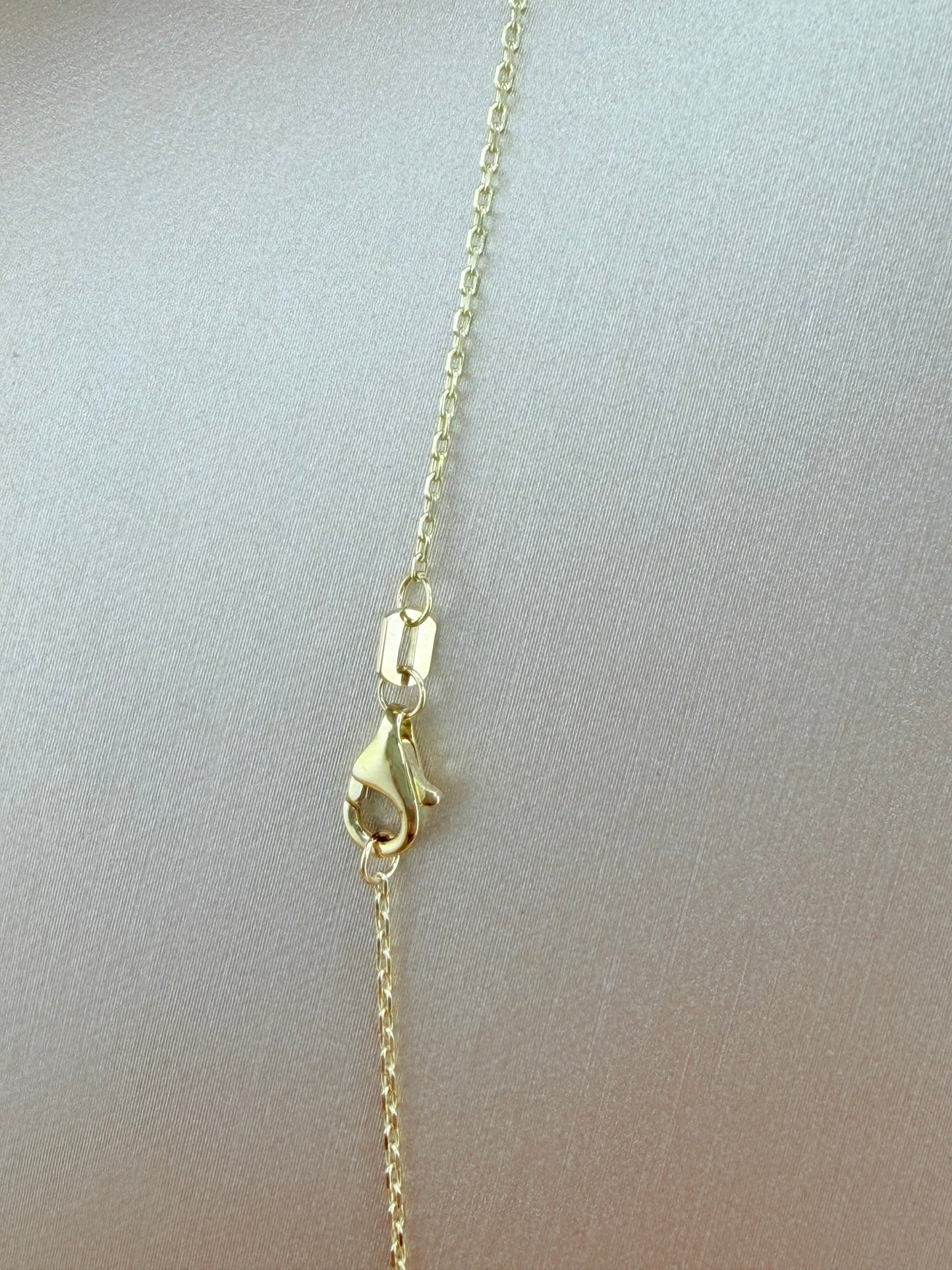 10kt Gold Necklace with a Puffed Heart Pendant, adjustable size 16”–18”.