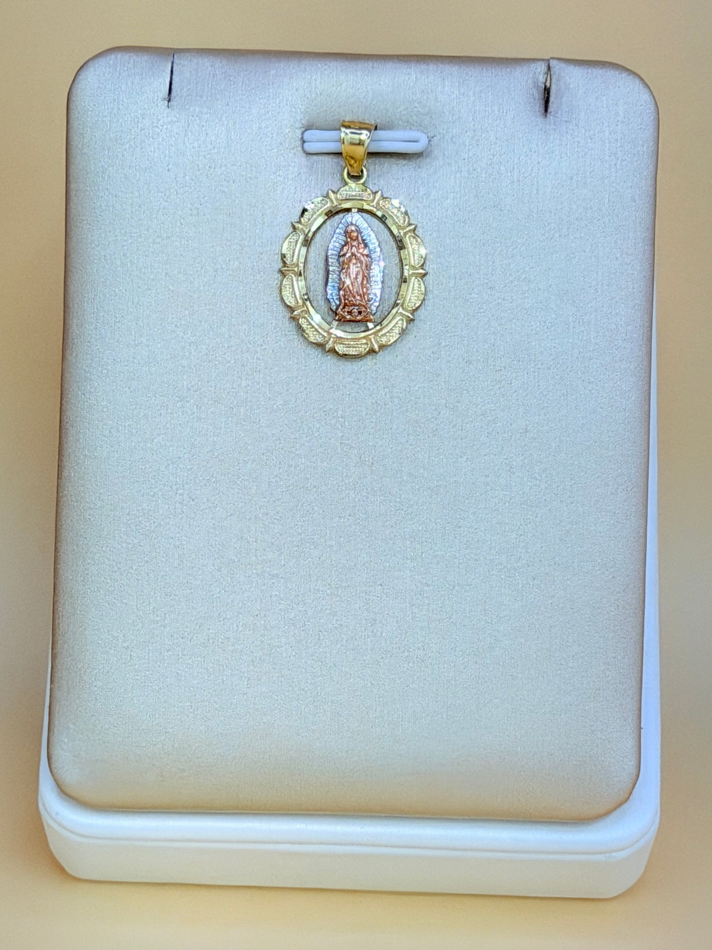 10K Gold Our Lady of Guadalupe Medal, Fits Chains Up to 3mm Thick. ch
