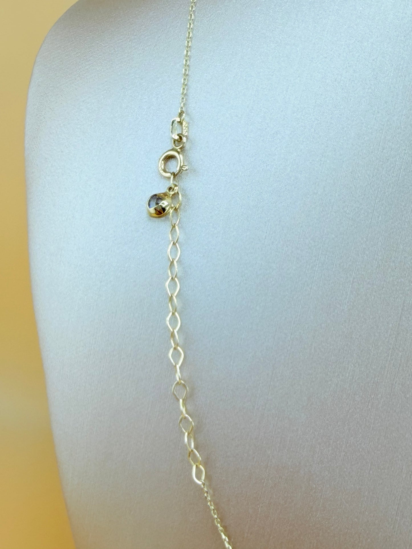 14K Gold Chain with Small Lightning Bolt Pendant, Adjustable 16”–18” Length, 0.6mm Thick. n