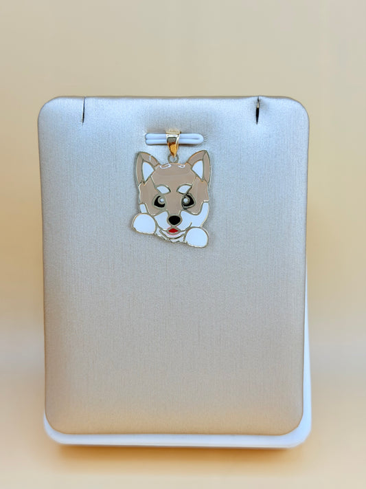 14K Gold Dog Pendant, Fits Chains Up to 3mm Thick, Double-Sided Design with the Same Figure on Both Sides. ch