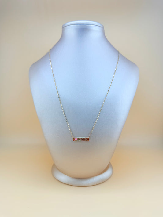 14K Solid Gold Chain with “MOM” Pendant, Adjustable 16”–18” Length, 0.6mm Thick. n