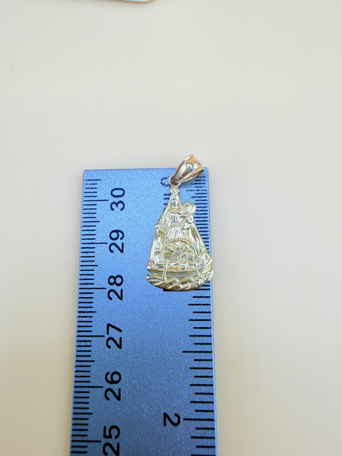 10K Gold Our Lady of Charity of El Cobre Pendant, Fits Chains Up to 5mm Thick. ch
