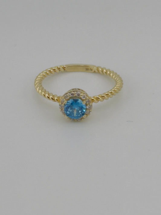 Anillo de piedra azul de 14kt