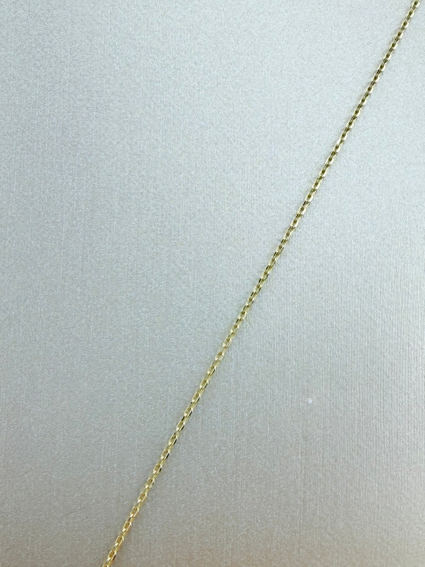 14kt Solid Gold Chain with Horseshoe and Clover Pendants, Adjustable 16”–18” Length, 0.6mm Thick. n
