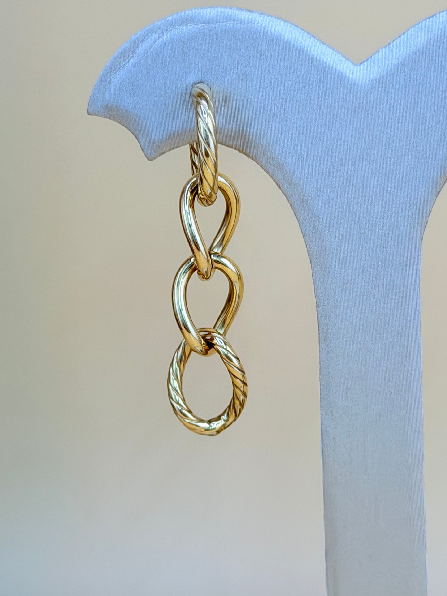 14kt Semi-Solid Gold Long Chain Earrings.