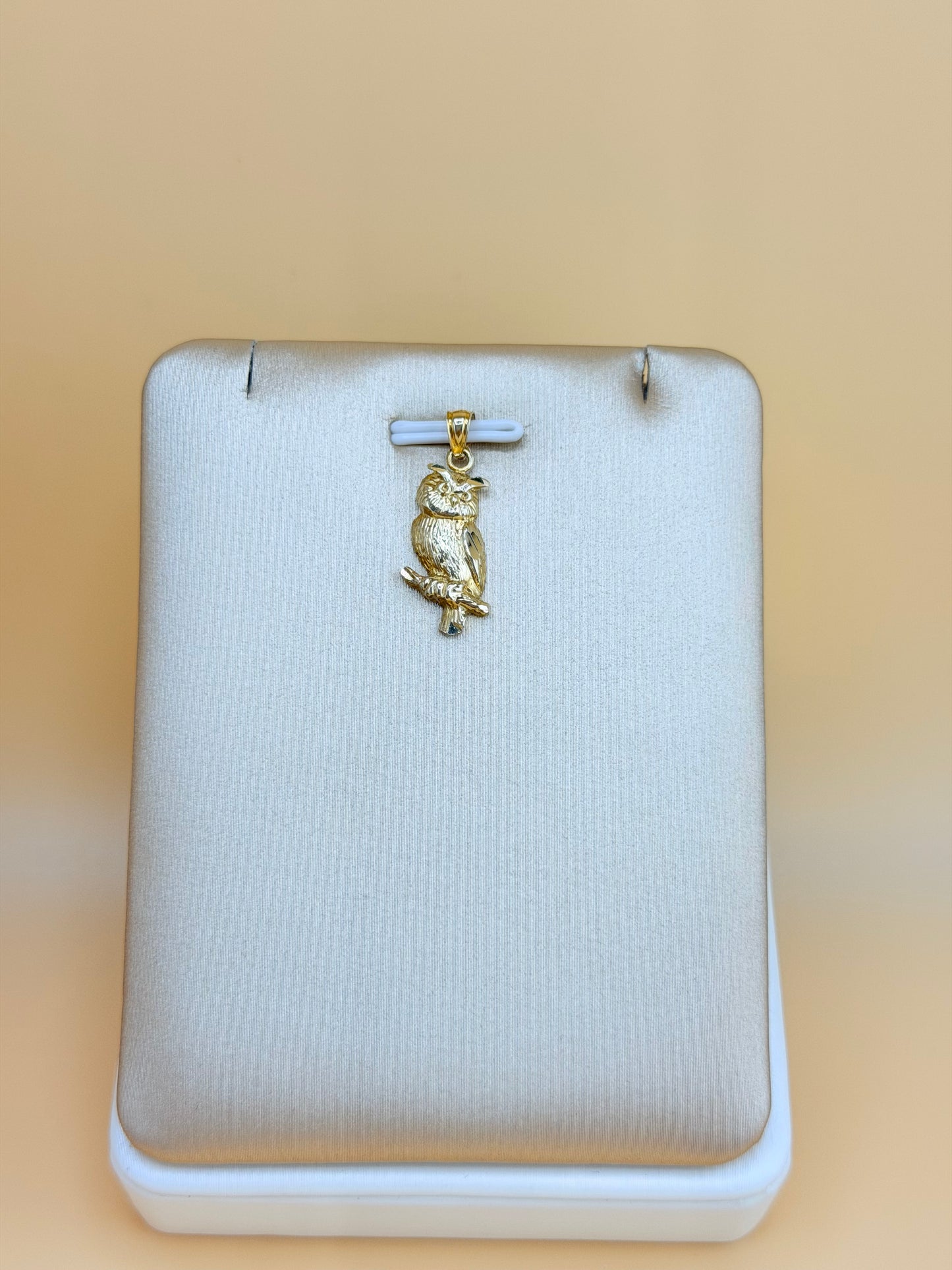 10kt Solid Gold Owl Pendant, Fits Chains Up to 2.5mm Thick. ch
