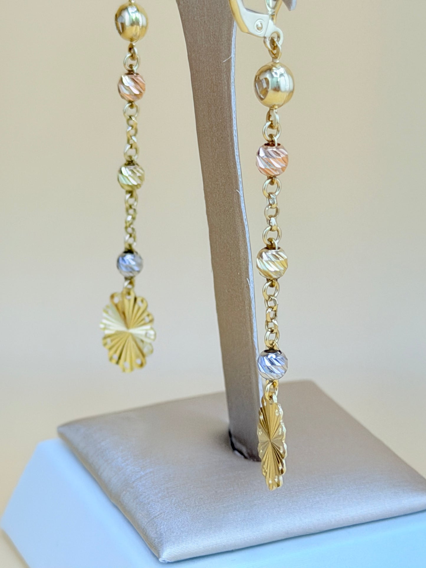 14kt Gold Long Our Lady of Guadalupe Earrings.