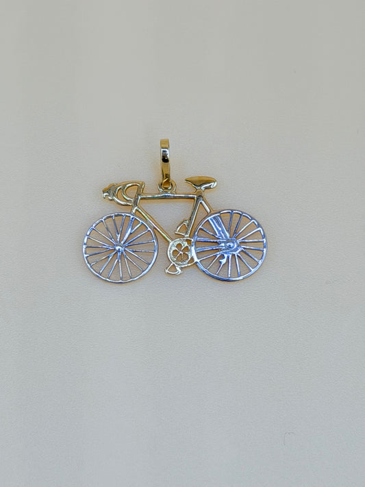 14kt Solid Gold Bicycle Pendant, 2.46 cm Long. ch