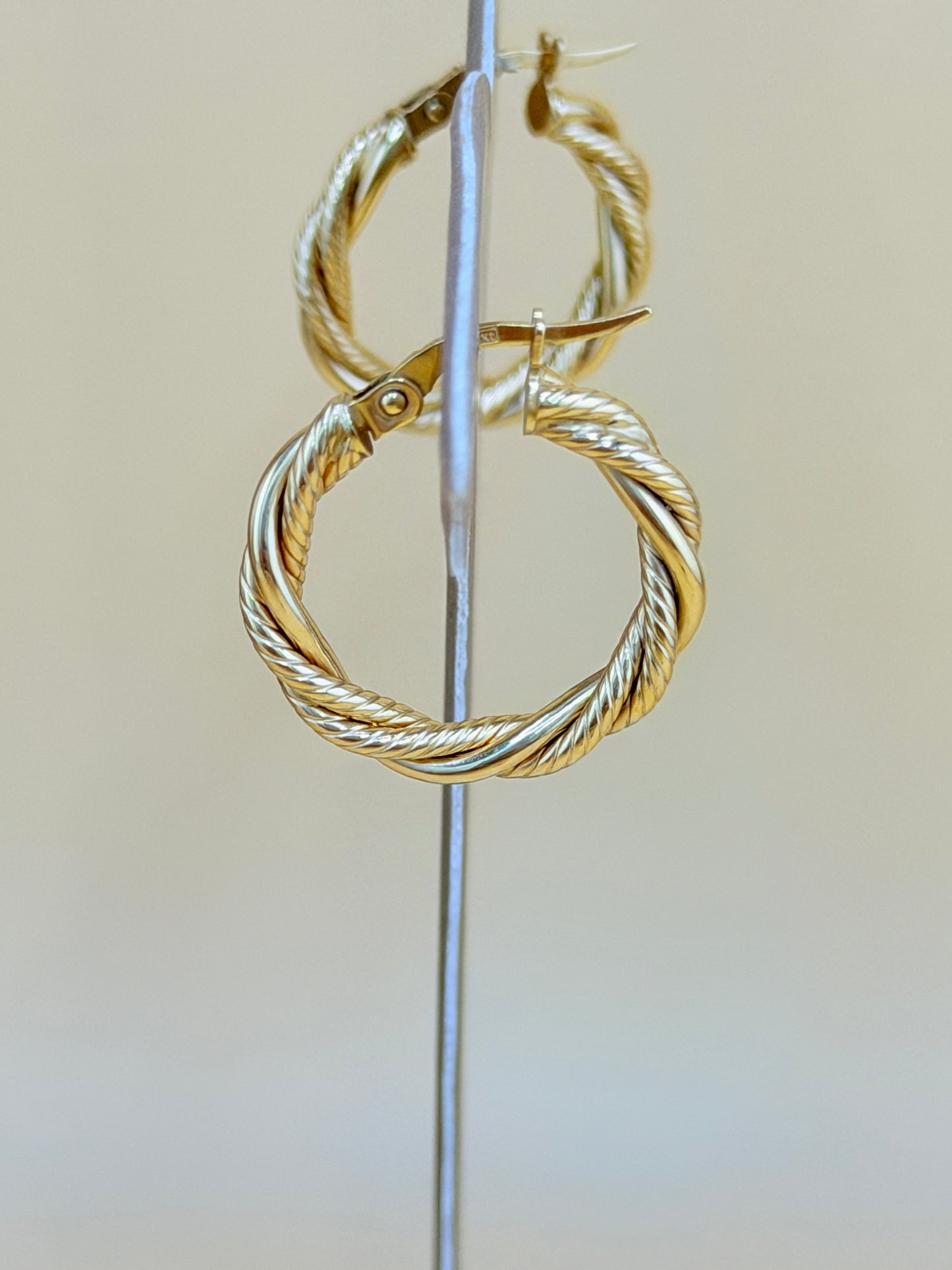 14kt Semi-Solid Gold Hoops Earrings. e