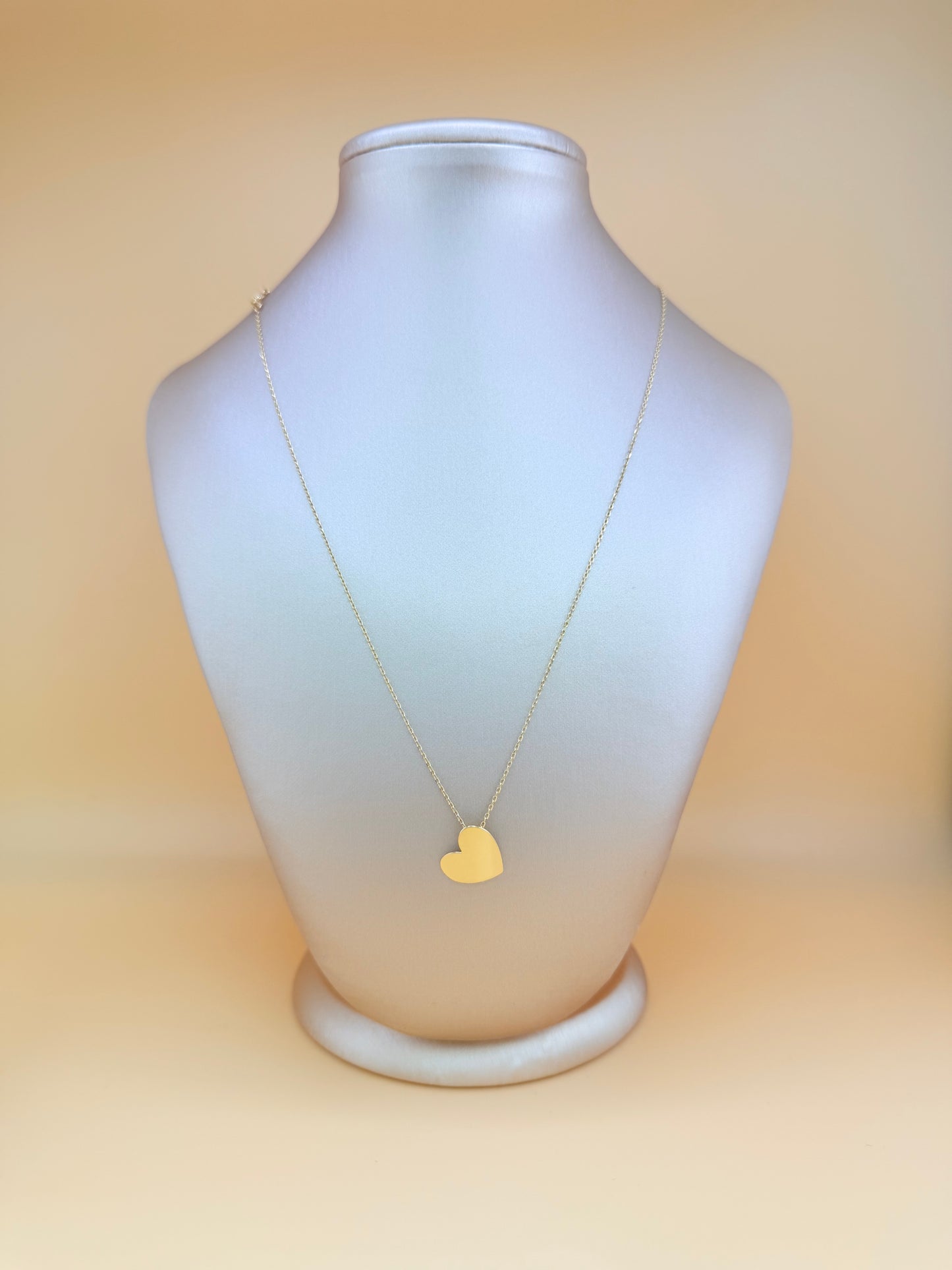14kt Solid Gold Chain with Heart Pendant, Size 16”–18”. n