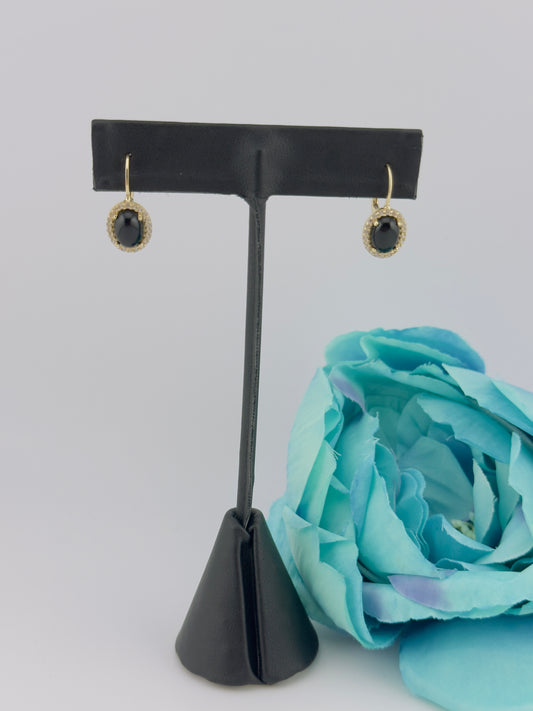 Black Stone Earrings, 14kt. e53